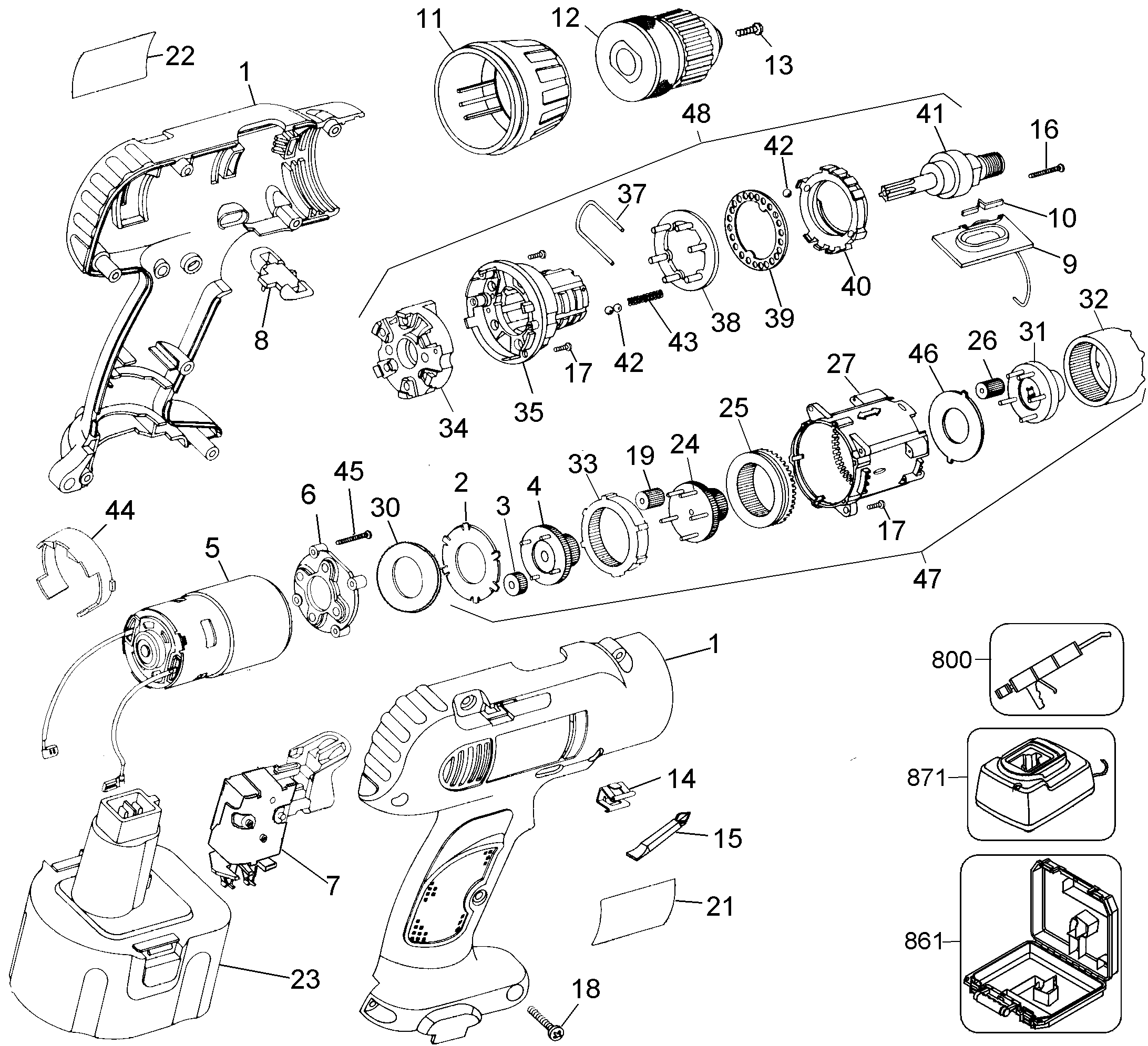 Page A Diagram and Parts List for 2757K-2 2 Black and Decker Boring Machine